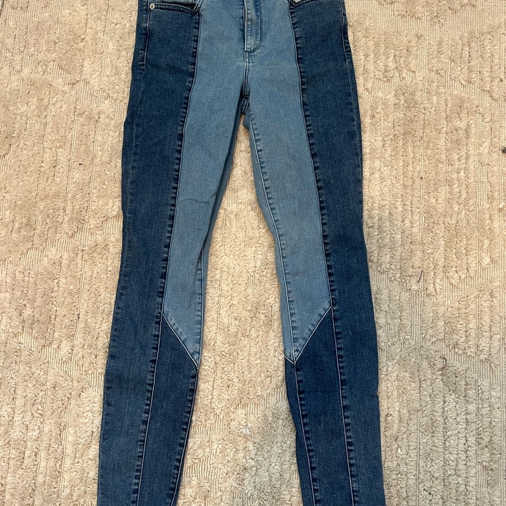 GAP Two-Tone Skinny Jeans in Dark and Light Blue